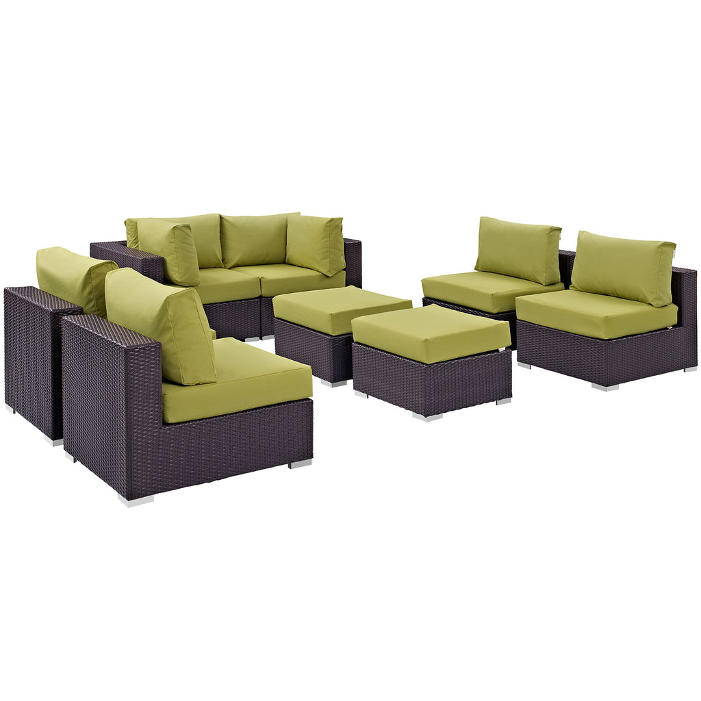 Convene 8 Piece Outdoor Patio Sectional Set in Espresso Peridot-4