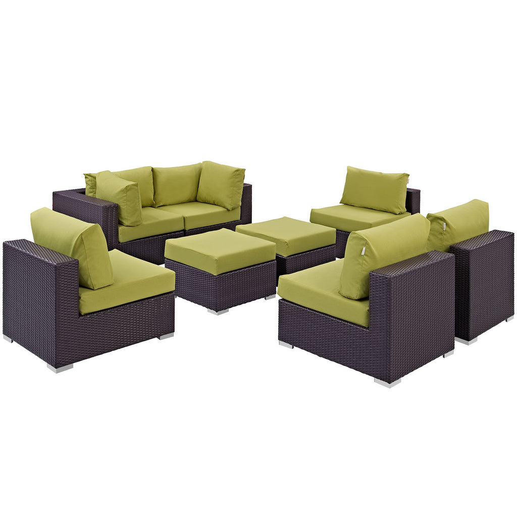 Convene 8 Piece Outdoor Patio Sectional Set in Espresso Peridot-4