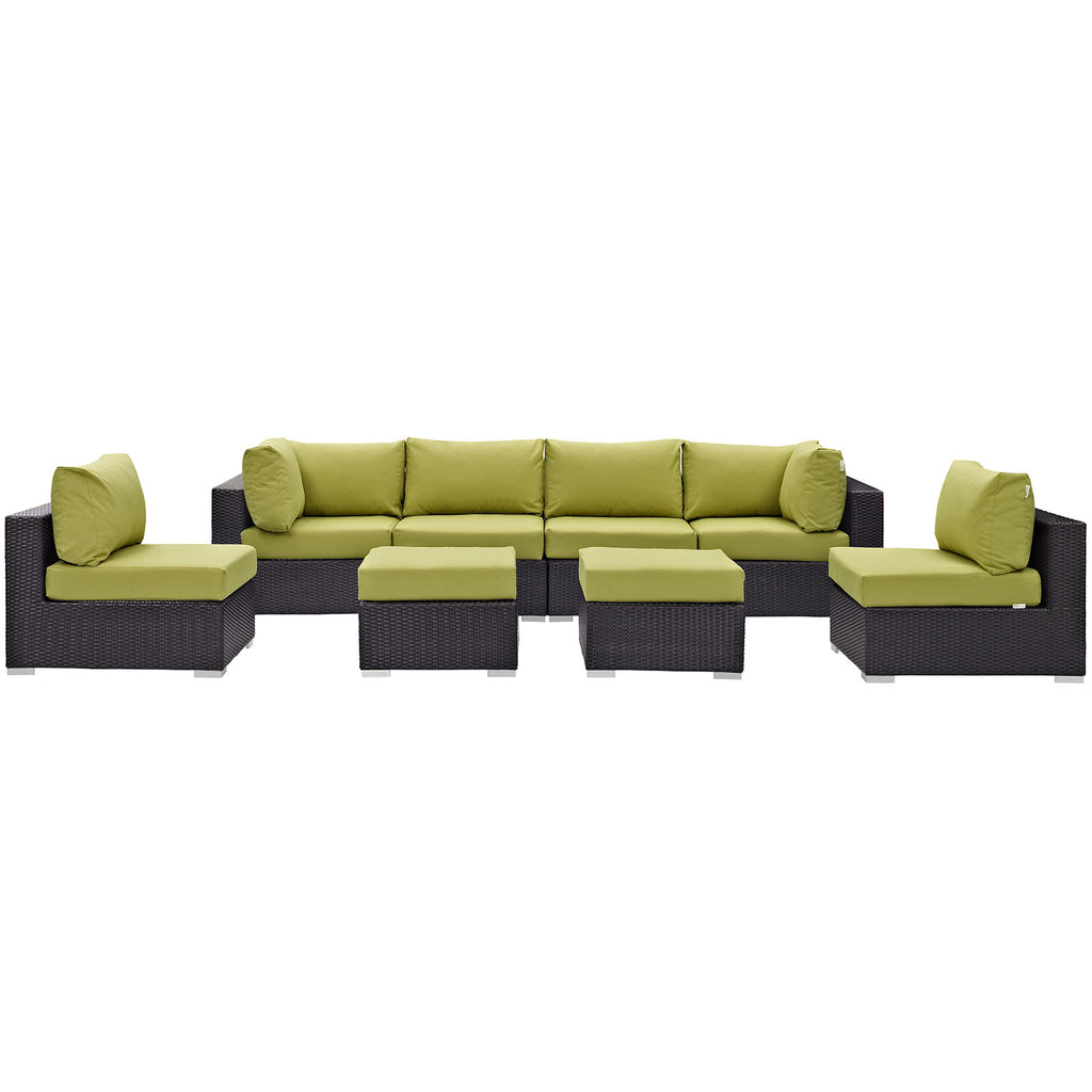 Convene 8 Piece Outdoor Patio Sectional Set in Espresso Peridot-4