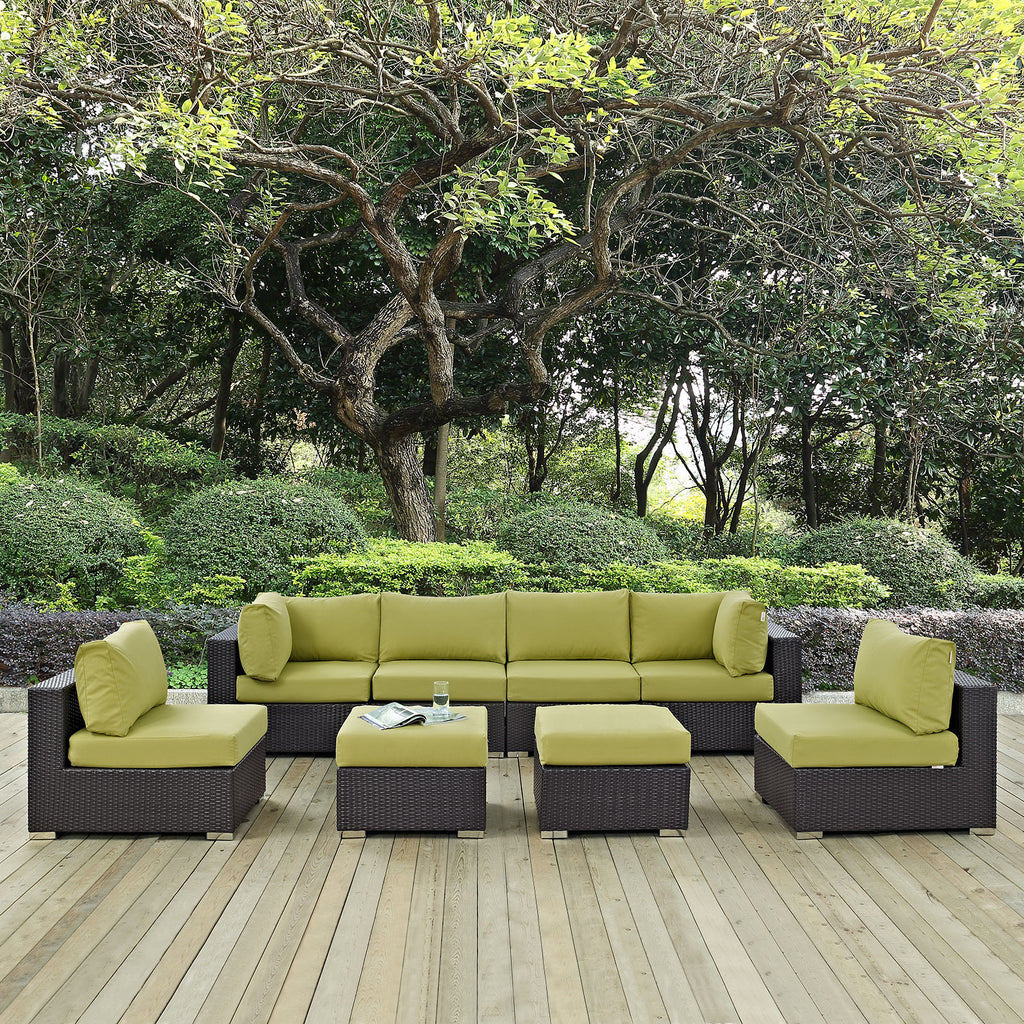 Convene 8 Piece Outdoor Patio Sectional Set in Espresso Peridot-4