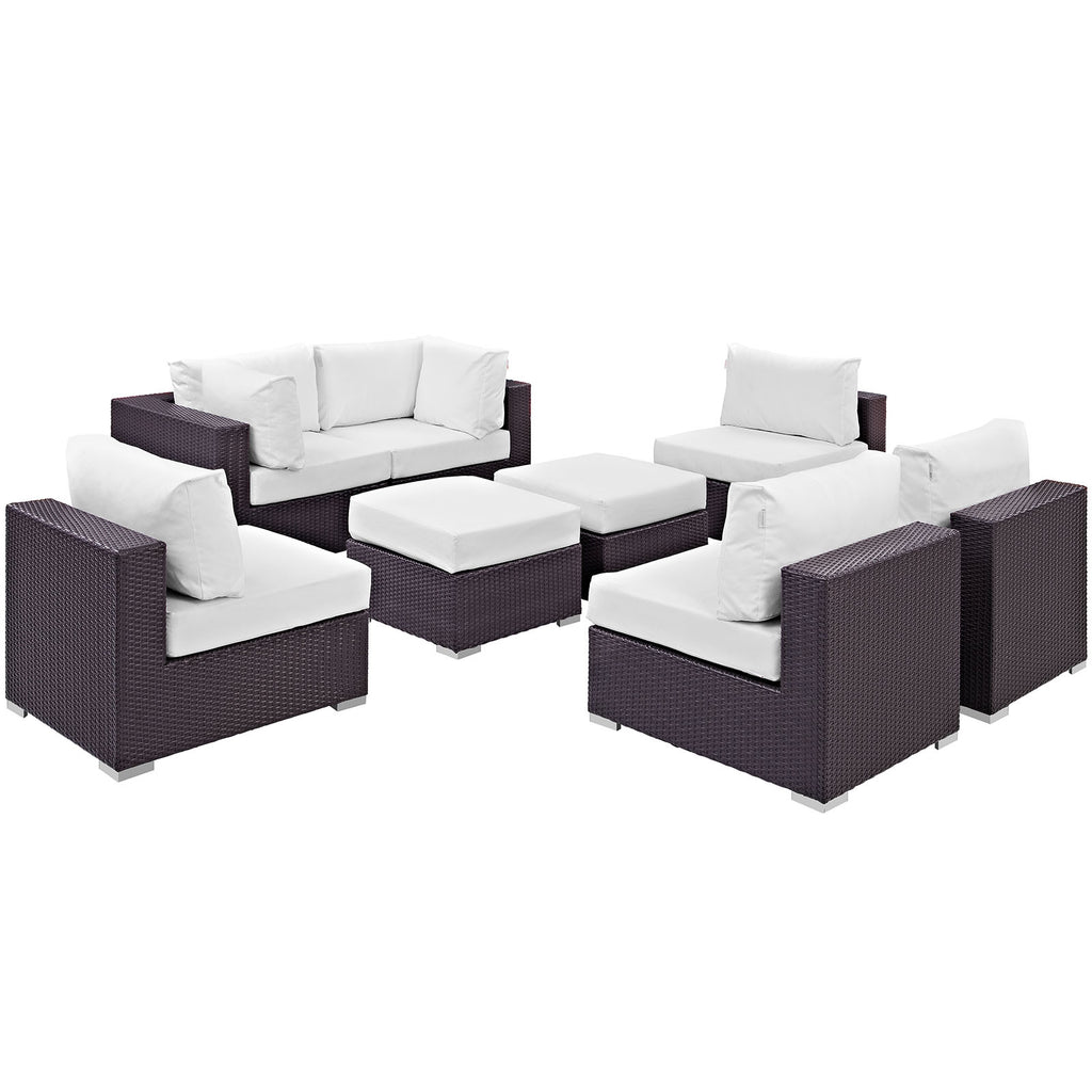 Convene 8 Piece Outdoor Patio Sectional Set in Espresso White-5