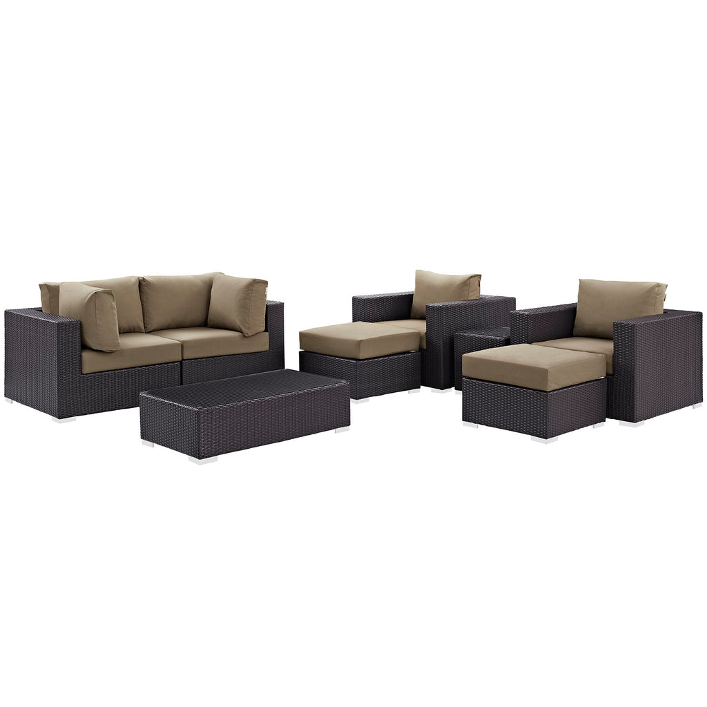 Convene 8 Piece Outdoor Patio Sectional Set in Espresso Mocha-3