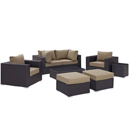 Convene 8 Piece Outdoor Patio Sectional Set in Espresso Mocha-3