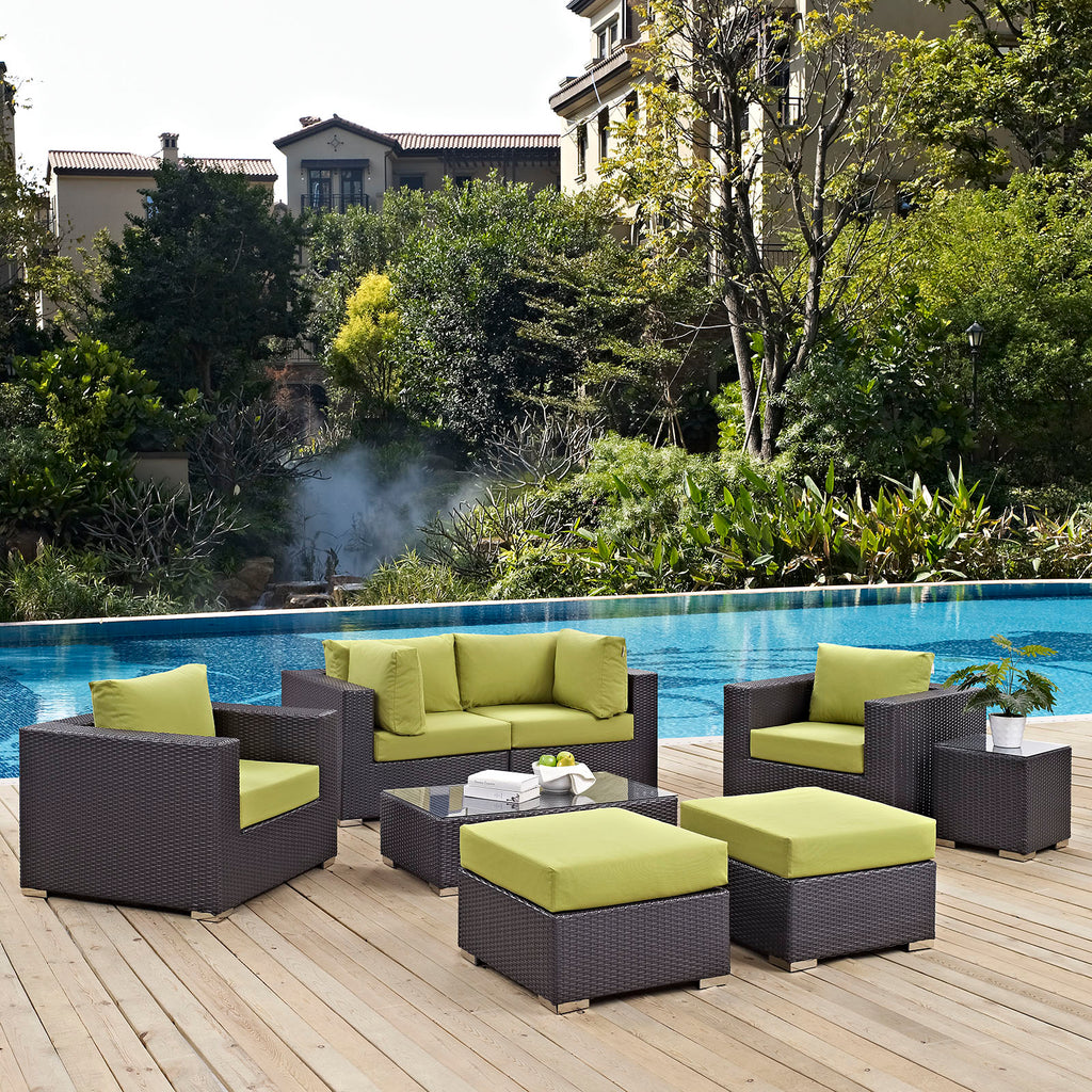 Convene 8 Piece Outdoor Patio Sectional Set in Espresso Peridot-2