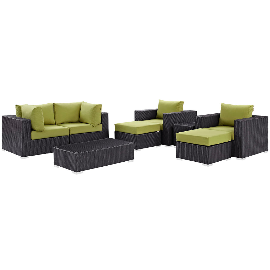 Convene 8 Piece Outdoor Patio Sectional Set in Espresso Peridot-2