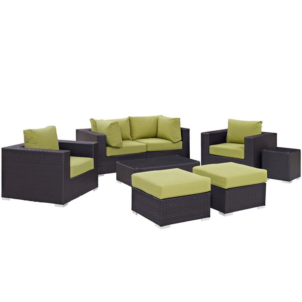 Convene 8 Piece Outdoor Patio Sectional Set in Espresso Peridot-2