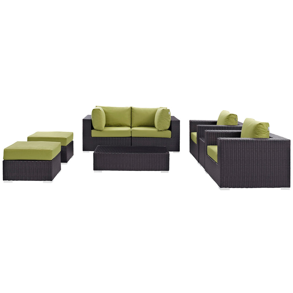 Convene 8 Piece Outdoor Patio Sectional Set in Espresso Peridot-2