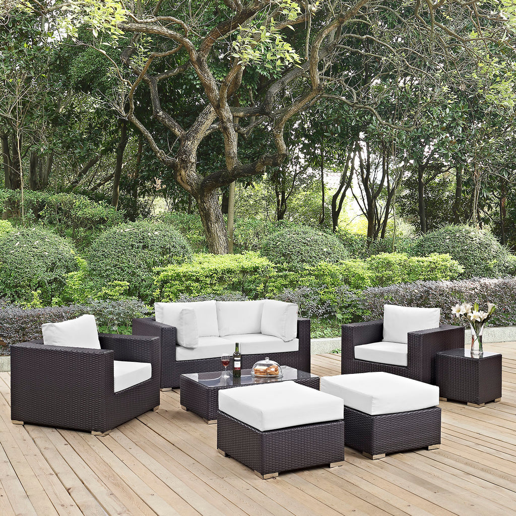 Convene 8 Piece Outdoor Patio Sectional Set in Espresso White-3