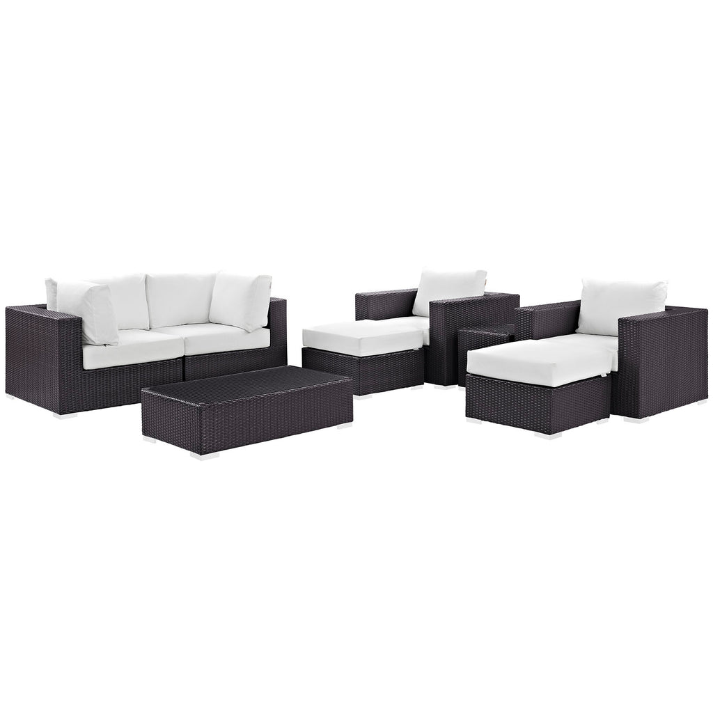 Convene 8 Piece Outdoor Patio Sectional Set in Espresso White-3