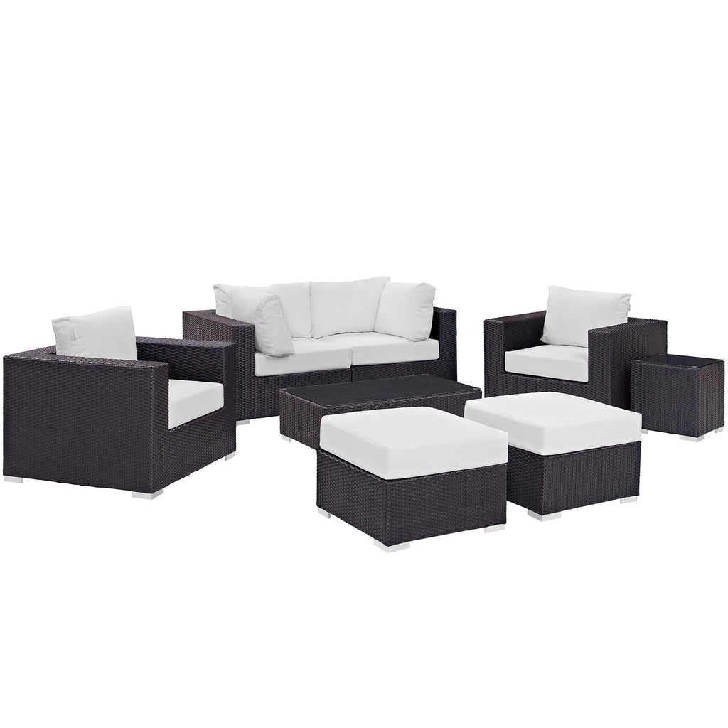 Convene 8 Piece Outdoor Patio Sectional Set in Espresso White-3