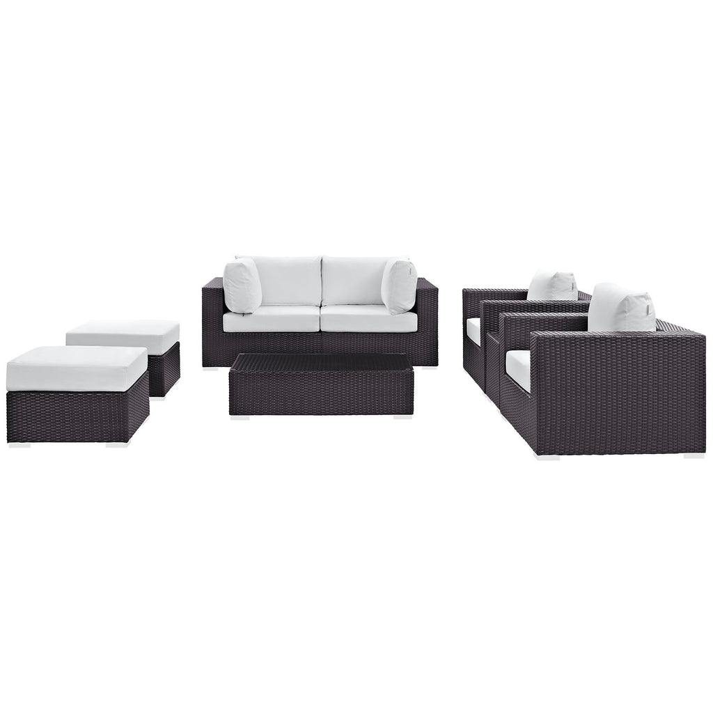 Convene 8 Piece Outdoor Patio Sectional Set in Espresso White-3