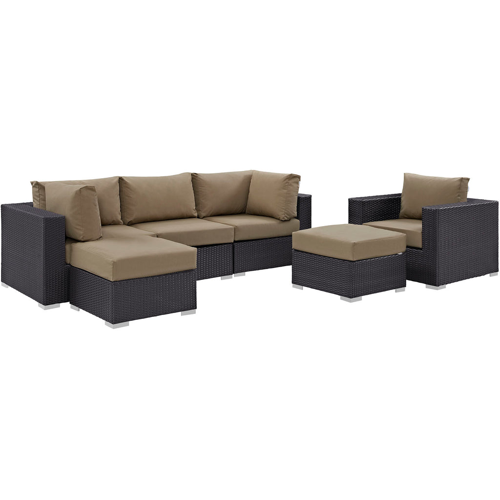 Convene 6 Piece Outdoor Patio Sectional Set in Espresso Mocha-2