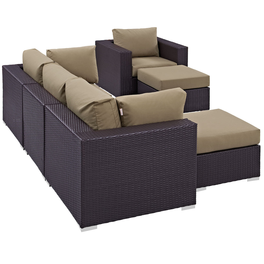 Convene 6 Piece Outdoor Patio Sectional Set in Espresso Mocha-2