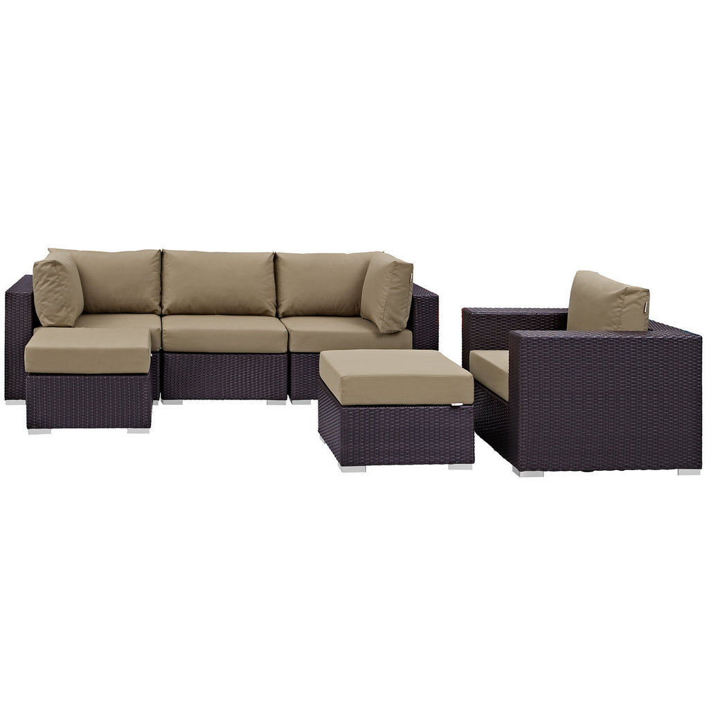 Convene 6 Piece Outdoor Patio Sectional Set in Espresso Mocha-2