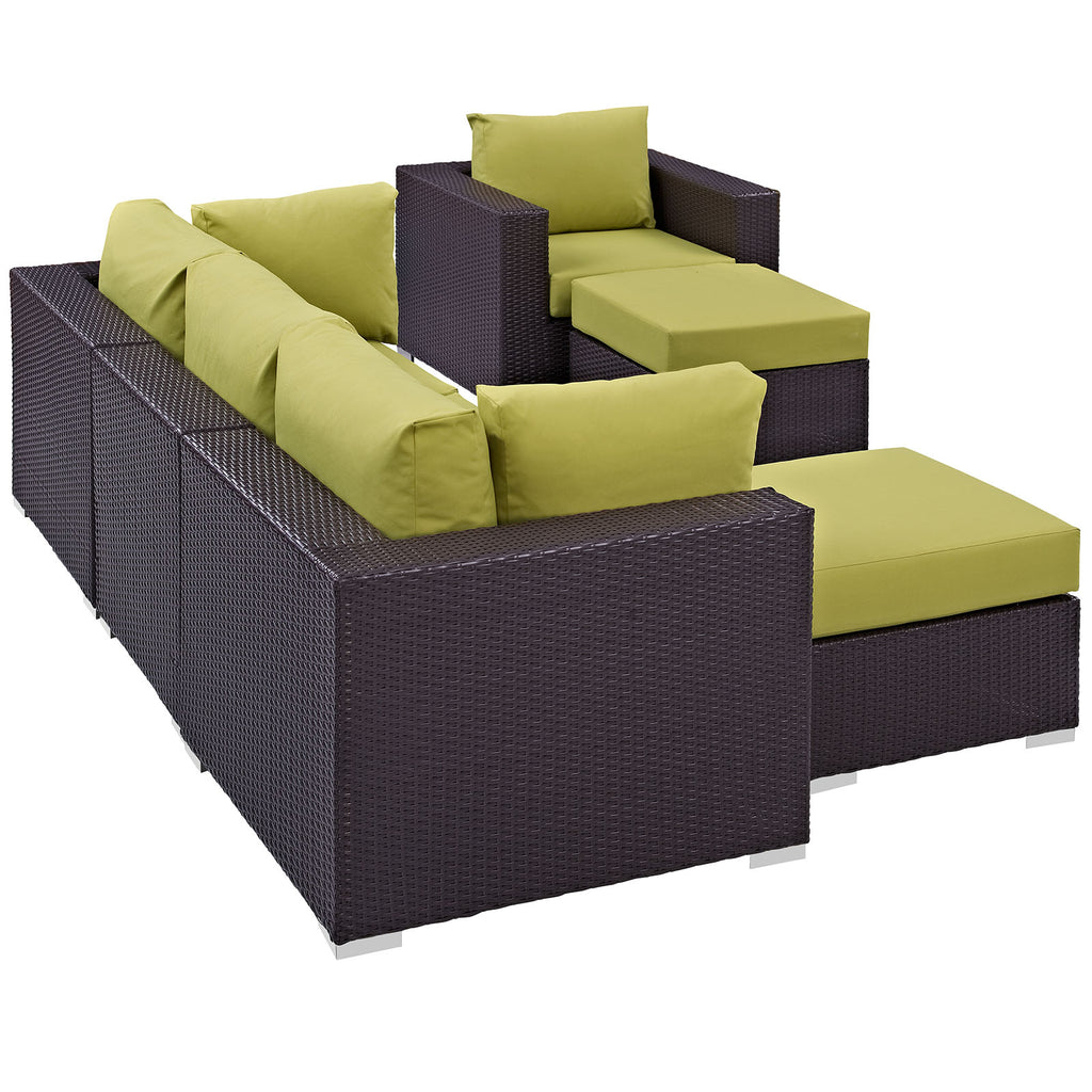 Convene 6 Piece Outdoor Patio Sectional Set in Espresso Peridot-2