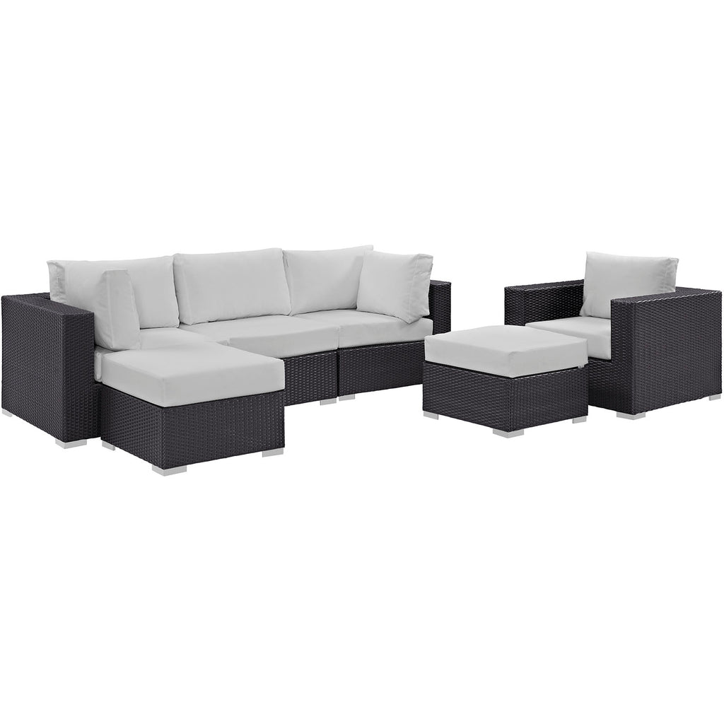 Convene 6 Piece Outdoor Patio Sectional Set in Espresso White-2