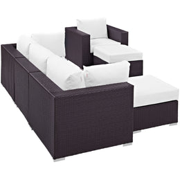 Convene 6 Piece Outdoor Patio Sectional Set in Espresso White-2