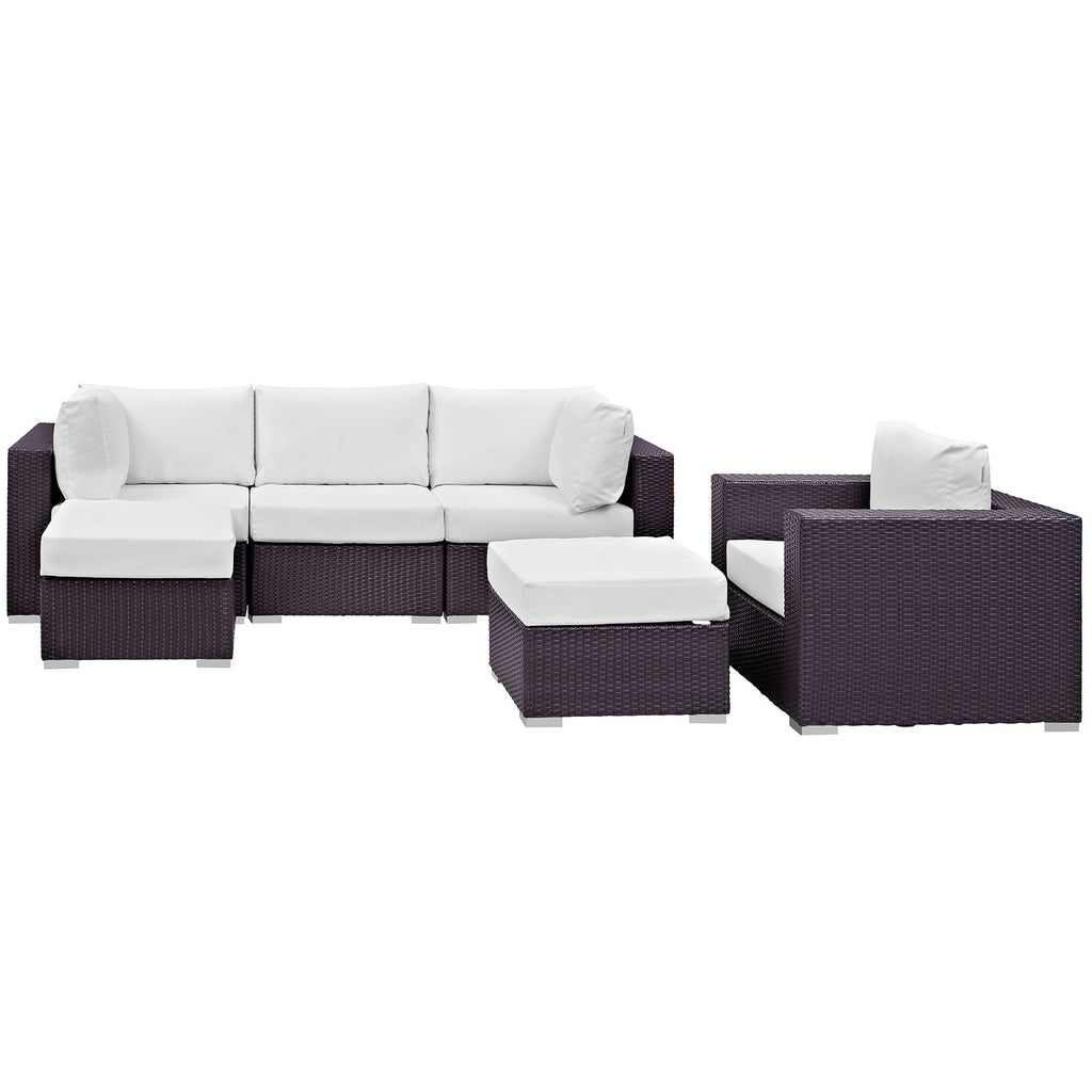 Convene 6 Piece Outdoor Patio Sectional Set in Espresso White-2