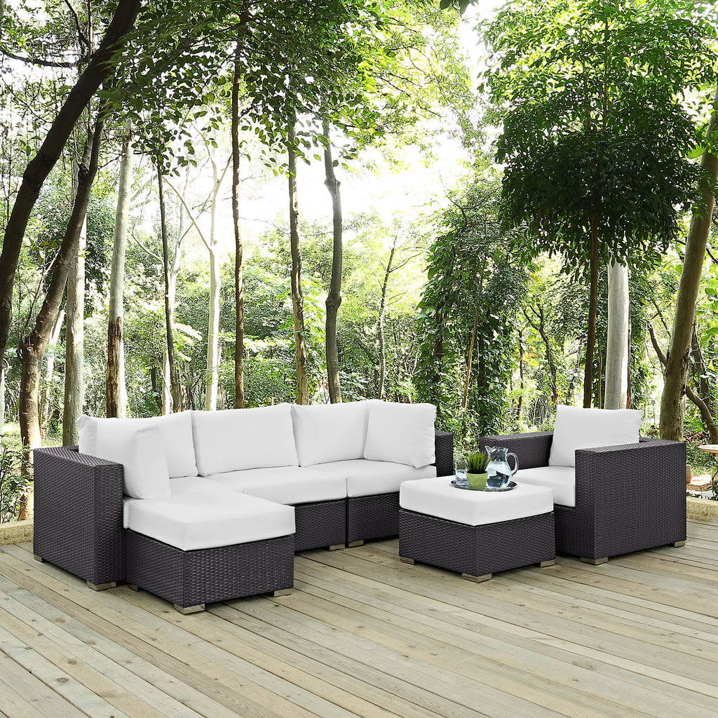 Convene 6 Piece Outdoor Patio Sectional Set in Espresso White-2