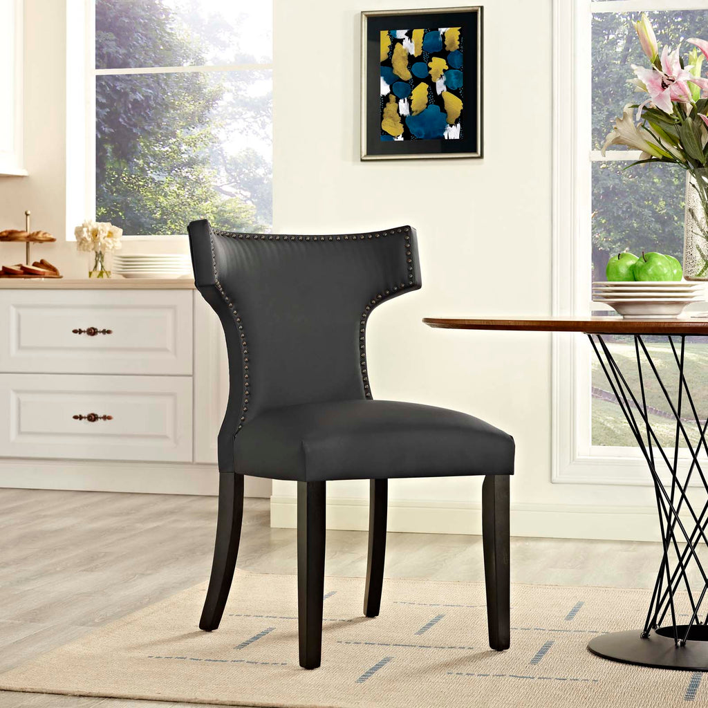 Curve Vinyl Dining Chair in Black-2