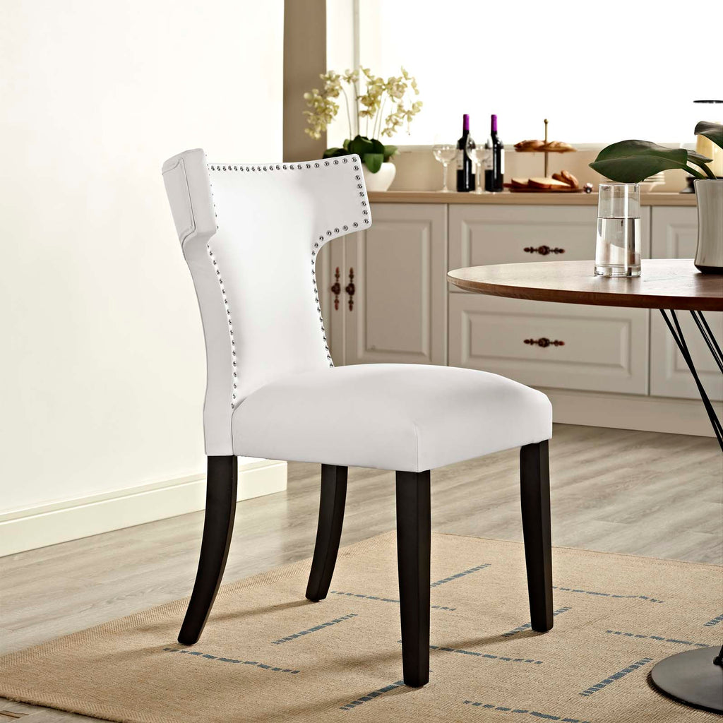 Curve Vinyl Dining Chair in White-2