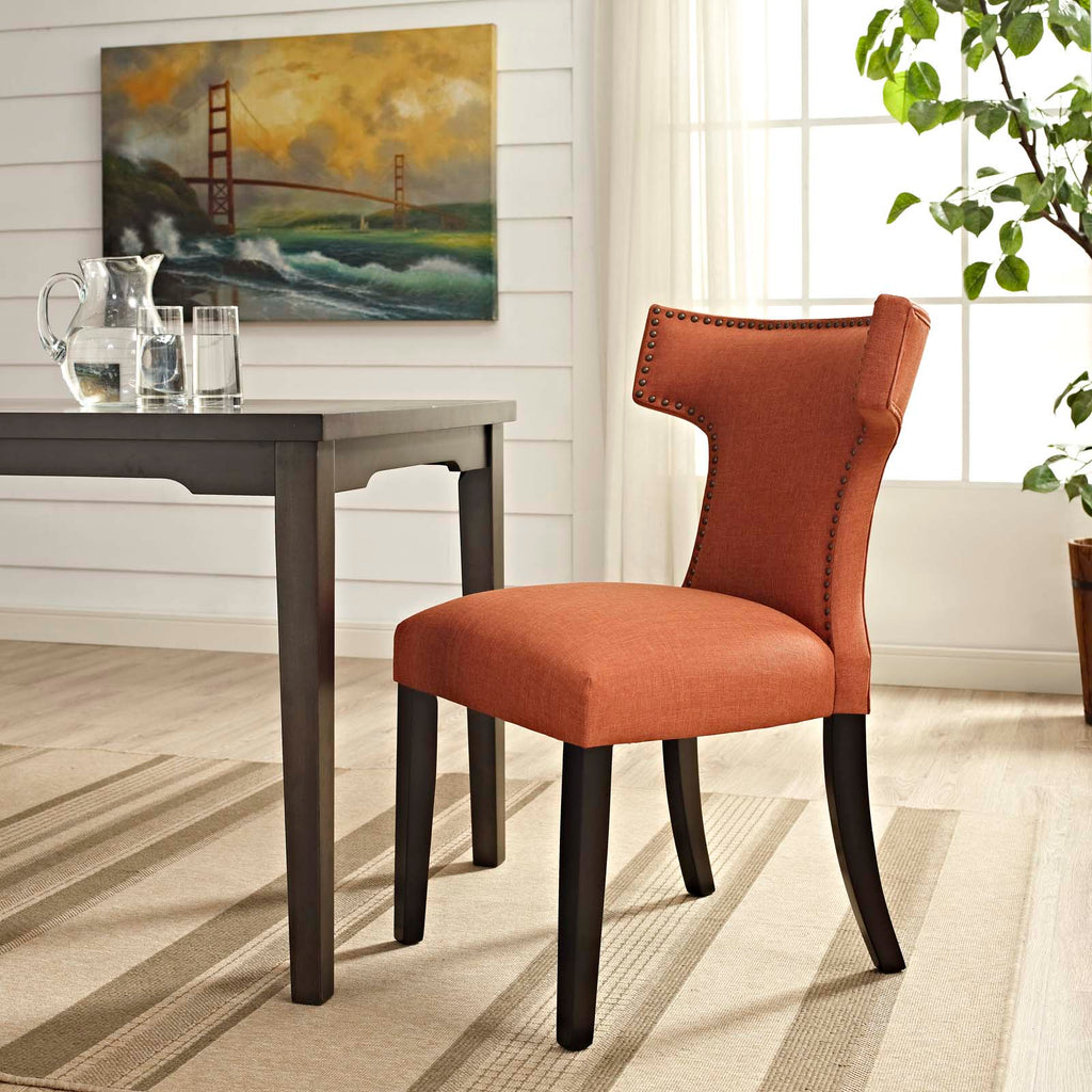 Curve Fabric Dining Chair in Orange