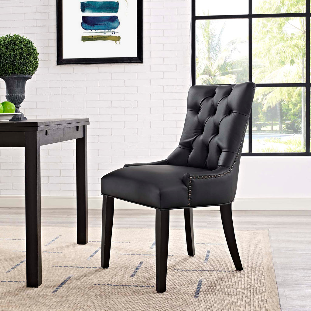 Regent Tufted Faux Leather Dining Chair in Black