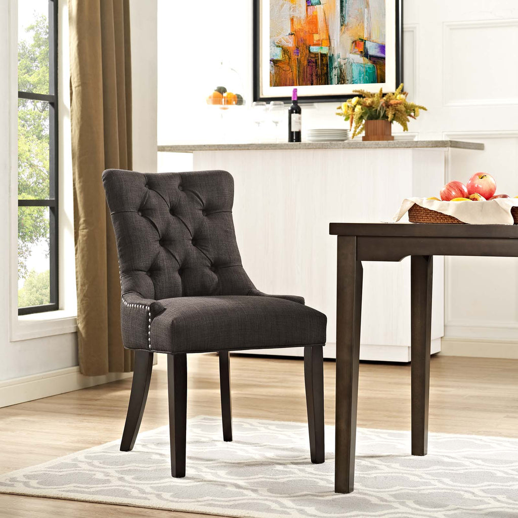 Regent Tufted Fabric Dining Side Chair in Brown