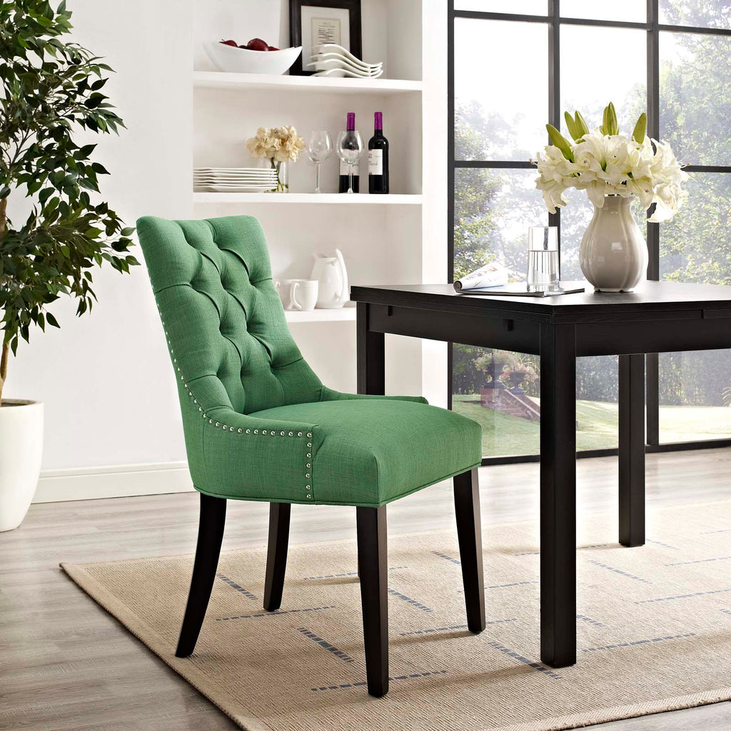 Regent Tufted Fabric Dining Side Chair in Kelly Green