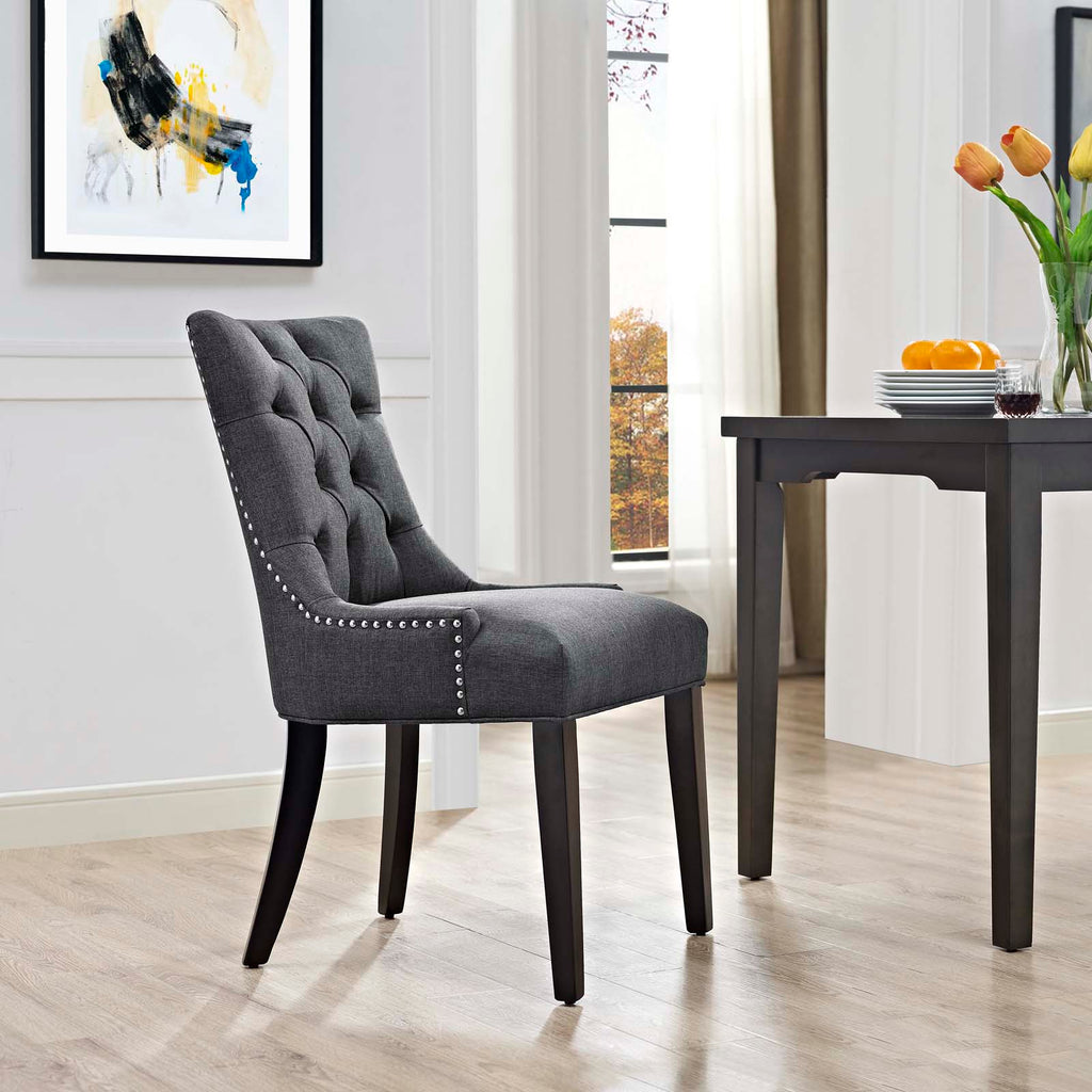 Regent Tufted Fabric Dining Side Chair in Gray