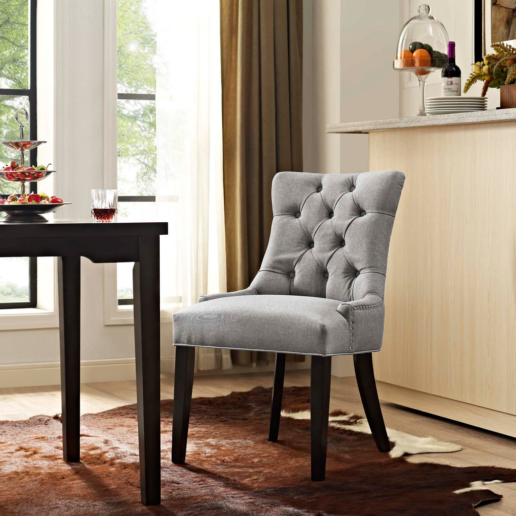 Regent Tufted Fabric Dining Side Chair in Light Gray