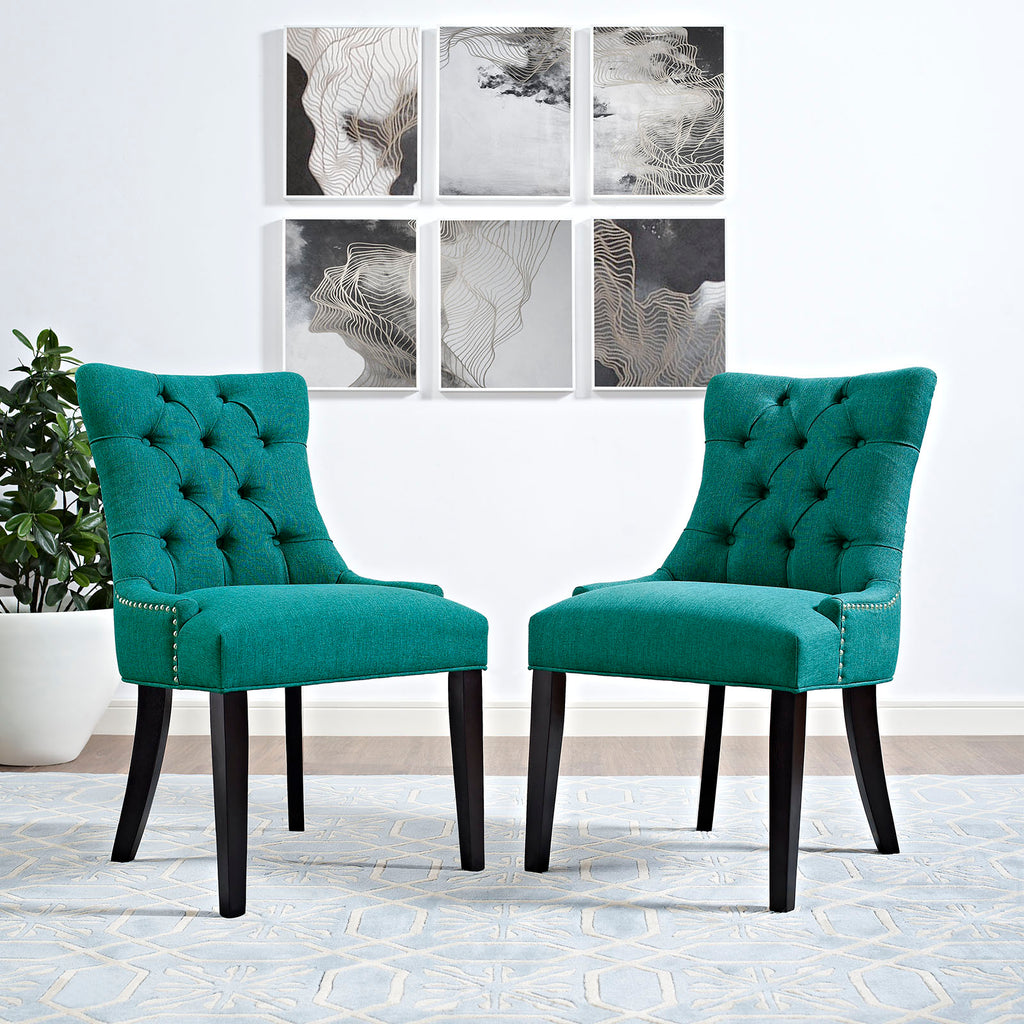 Regent Tufted Fabric Dining Side Chair in Teal