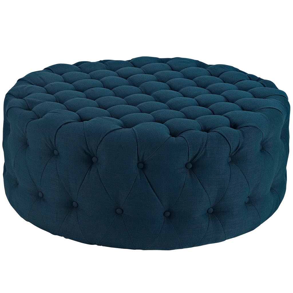 Amour Upholstered Fabric Ottoman in Azure