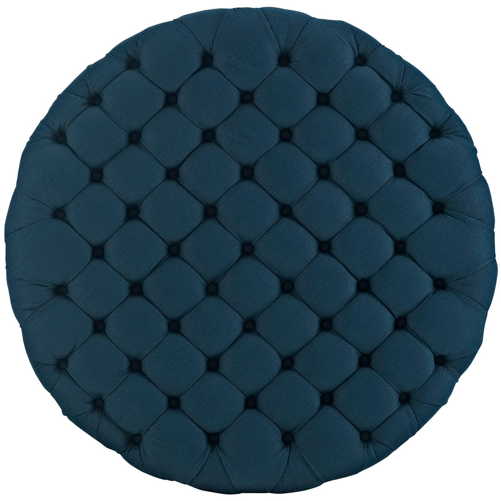 Amour Upholstered Fabric Ottoman in Azure