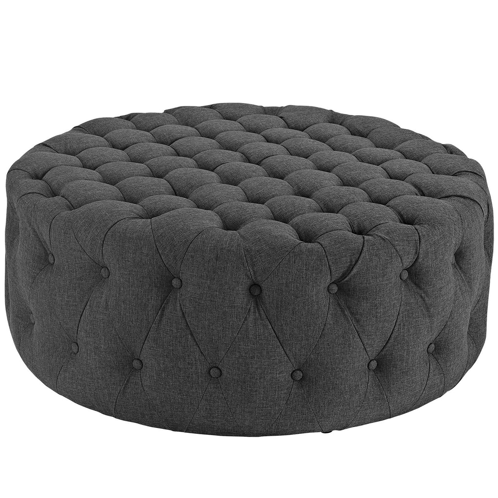 Amour Upholstered Fabric Ottoman in Gray