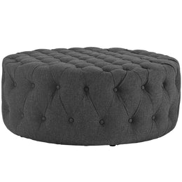 Amour Upholstered Fabric Ottoman in Gray