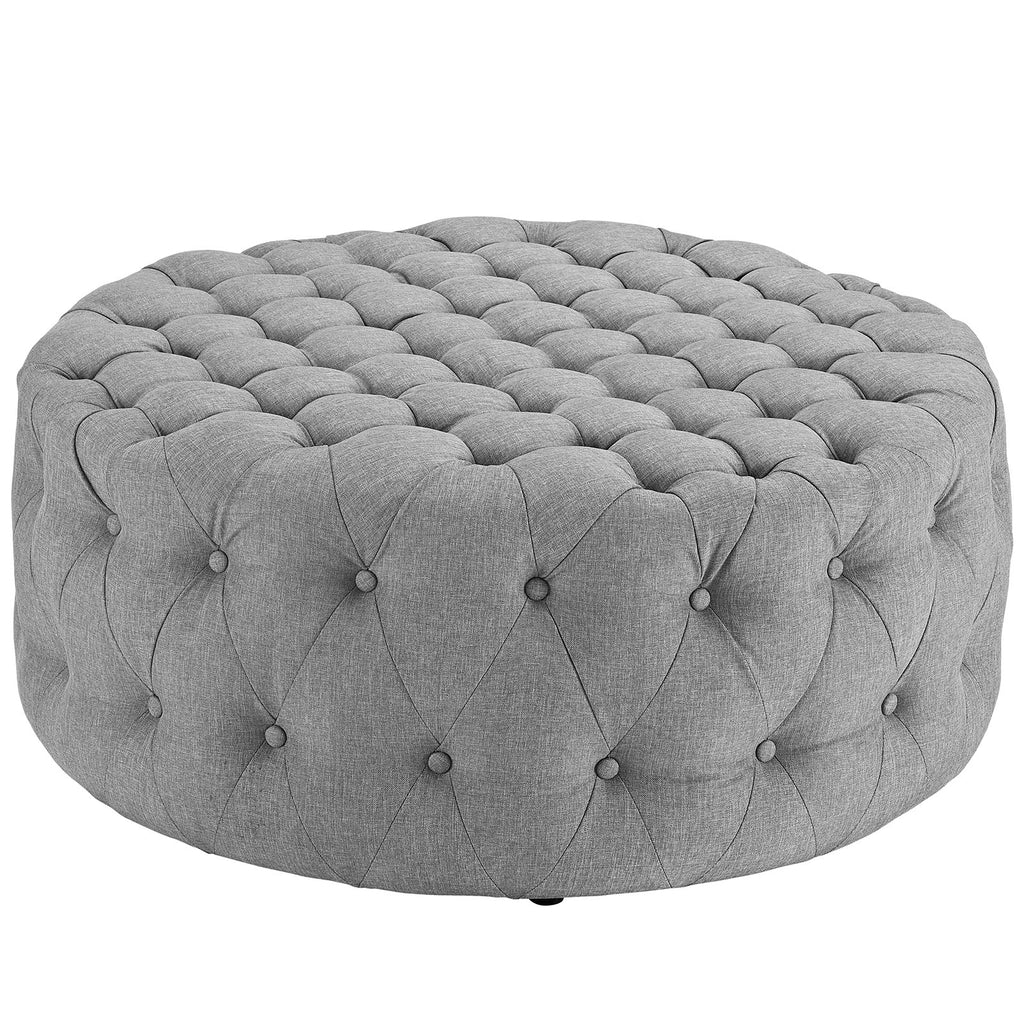 Amour Upholstered Fabric Ottoman in Light Gray