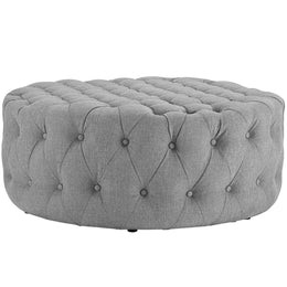 Amour Upholstered Fabric Ottoman in Light Gray