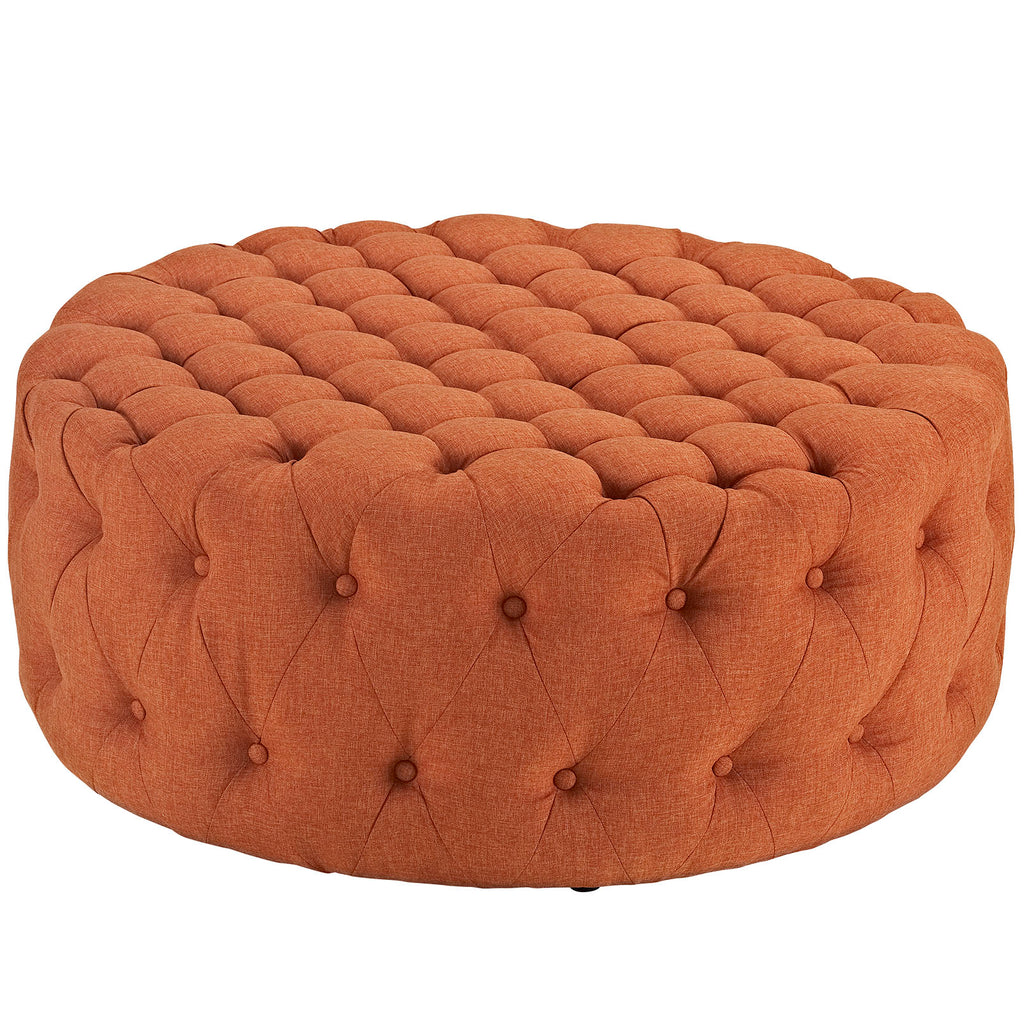 Amour Upholstered Fabric Ottoman in Orange