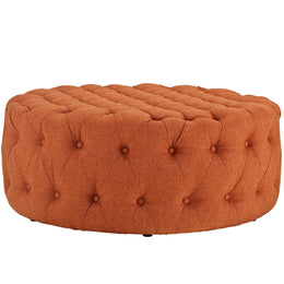 Amour Upholstered Fabric Ottoman in Orange