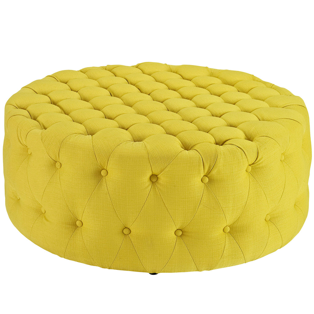 Amour Upholstered Fabric Ottoman in Sunny
