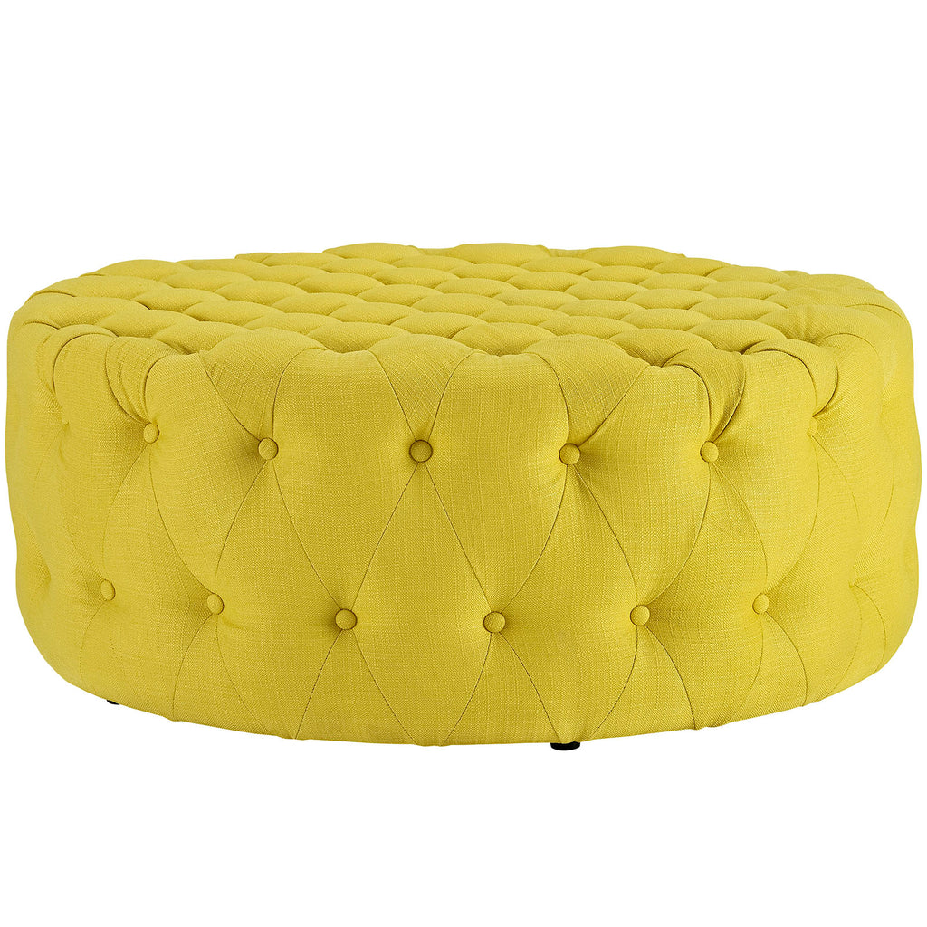 Amour Upholstered Fabric Ottoman in Sunny