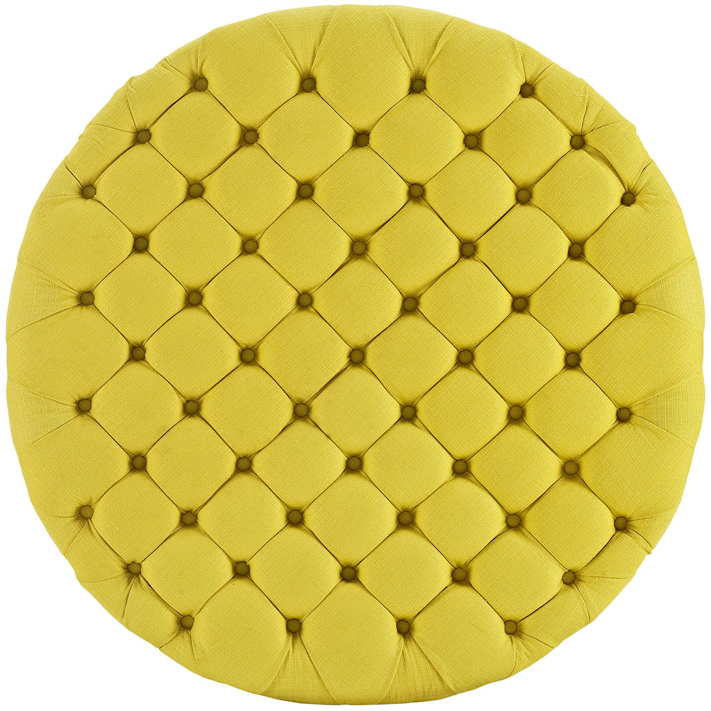 Amour Upholstered Fabric Ottoman in Sunny