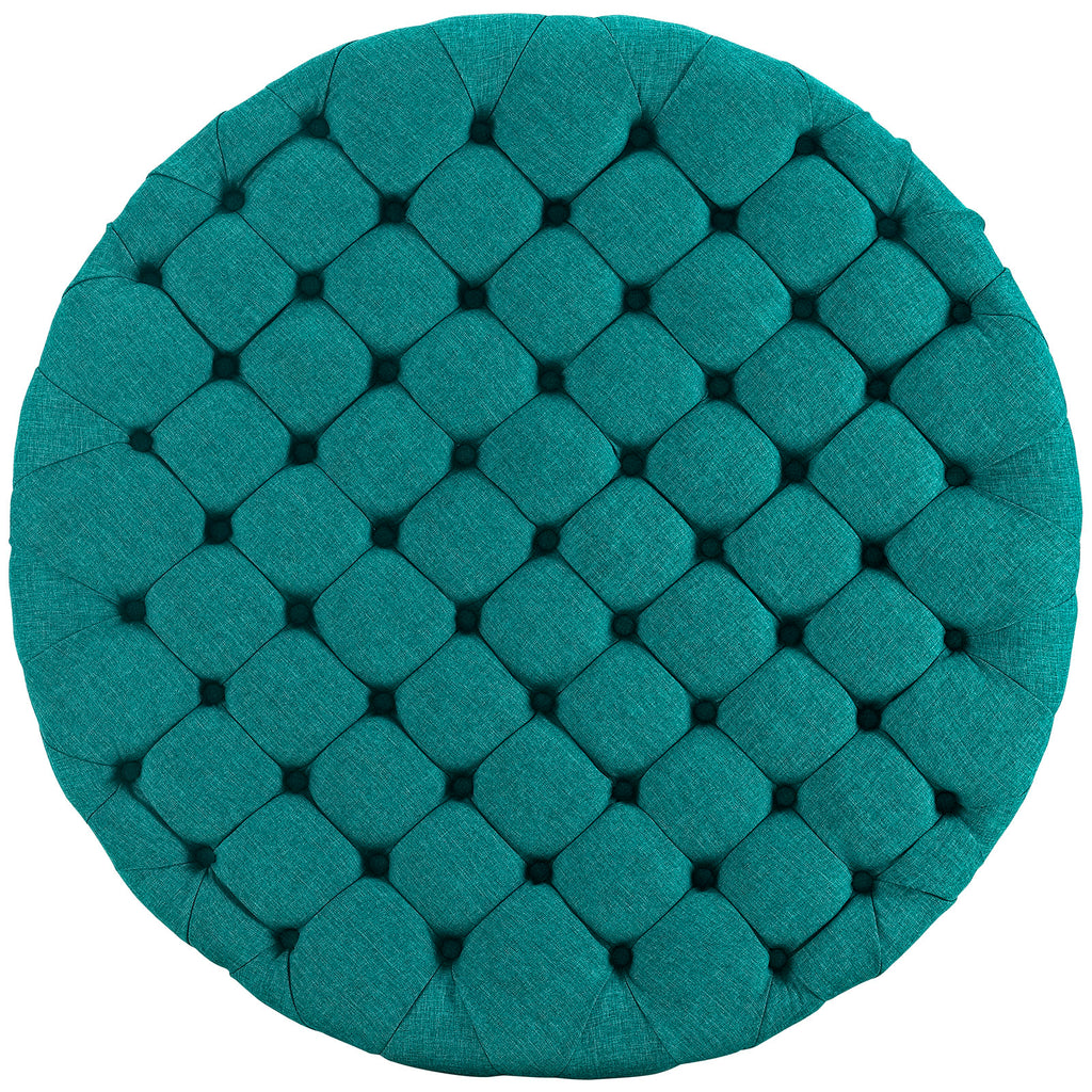 Amour Upholstered Fabric Ottoman in Teal