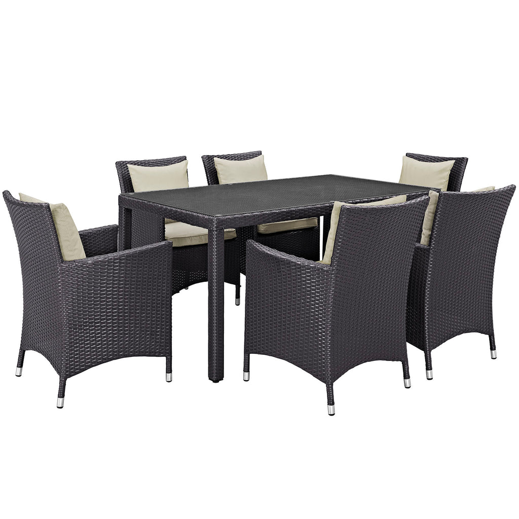 Convene 7 Piece Outdoor Patio Dining Set in Espresso Beige-1