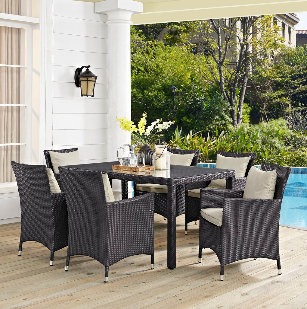 Convene 7 Piece Outdoor Patio Dining Set in Espresso Beige-1