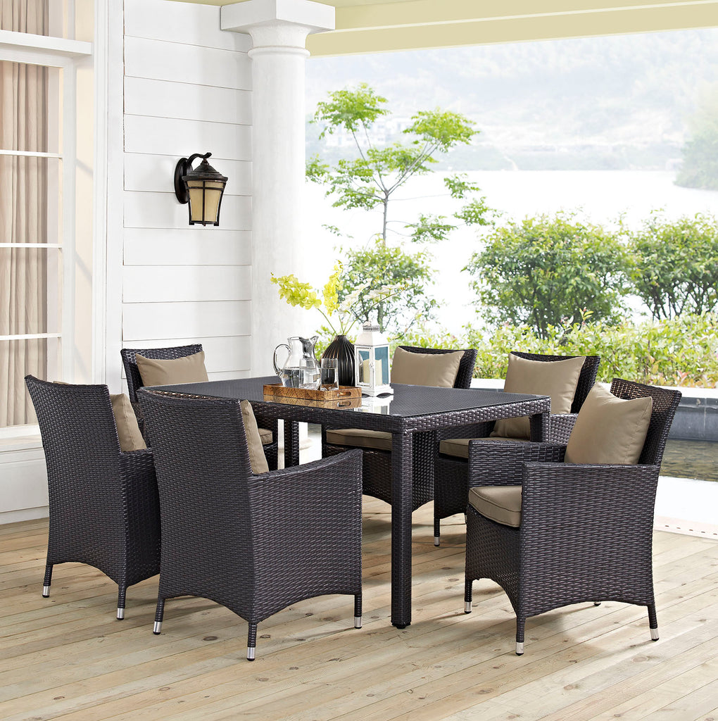 Convene 7 Piece Outdoor Patio Dining Set in Espresso Mocha-1