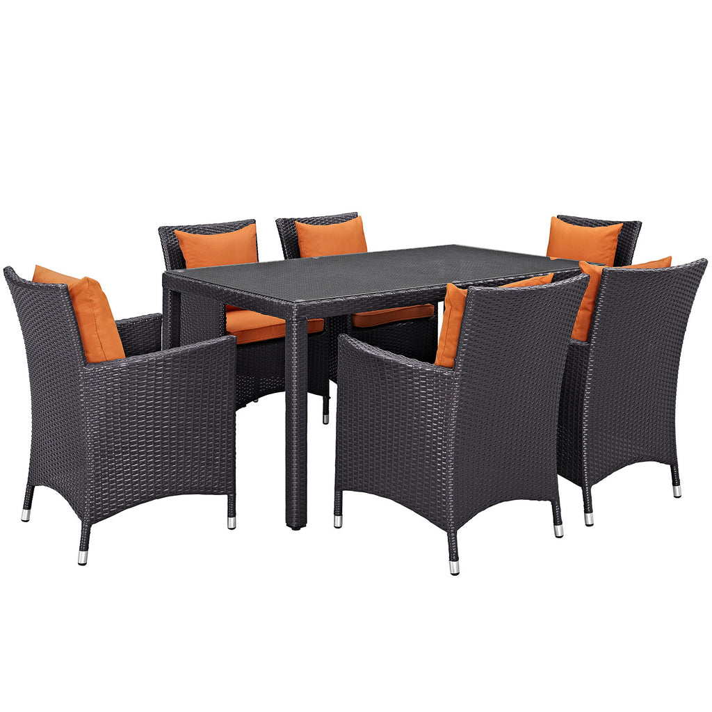 Convene 7 Piece Outdoor Patio Dining Set in Espresso Orange-1