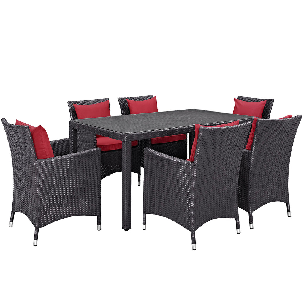 Convene 7 Piece Outdoor Patio Dining Set in Espresso Red-1