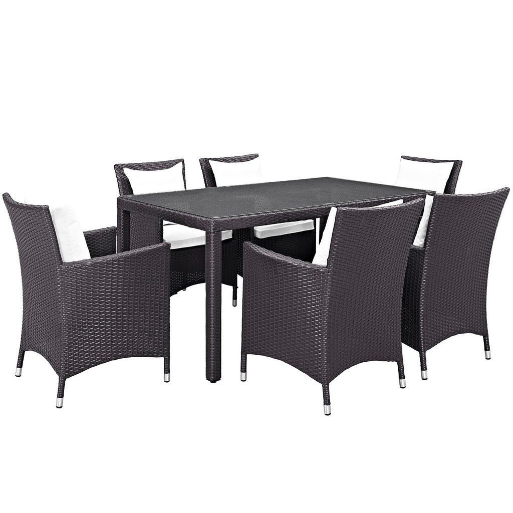 Convene 7 Piece Outdoor Patio Dining Set in Espresso White-1